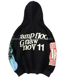 Sudadera con Capucha Lucky Me I See Ghosts, Unisex, Estilo Urbano, Tejido de Algodón, Diseño de Corazón con Estampado Frontal en Negro - Product Image 5