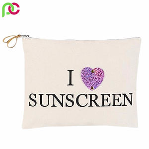 Wholesale Custom Eco-Friendly Canvas <b>Pouch</b> Organizer Zipper <b>Travel</b> Makeup Cosmetic Bag Screen Printed Customizable Design - Product Image 6