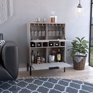 DEPOT E SHOP Mobile Bar a Due Ante Grigio Chiaro, Soluzione di Stoccaggio Flessibile, Funzionale ed Elegante - Product Image 2