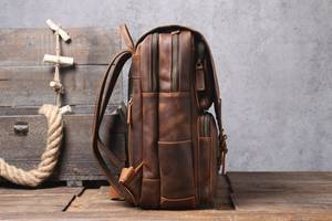 Slim <b>Waterproof</b> Leather Laptop <b>Backpack</b> Anti-Theft Vintage Rucksack Genuine Leather Travel Pack LBP-0407 - Product Image 3