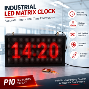 Industrial P10 <b>LED</b> Matrix <b>Clock</b> & Multi-Function Information Display – Modbus TCP/IP | OEM/ODM - Product Image 1
