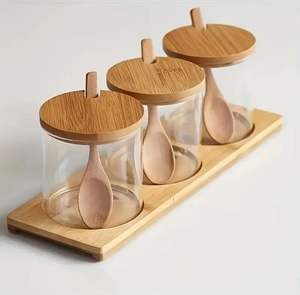 Boîte à épices de luxe en bois d'acacia avec couvercle transparent – Rangement pour condiments de cuisine – Emballage personnalisé disponible - Product Image 1