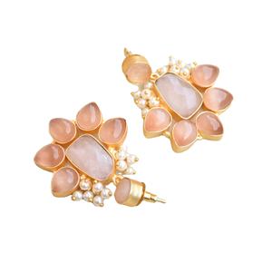 Boucles d'oreilles pendantes en laiton en gros, faites à la main, semi-précieuses, finition laiton satiné, design bohème chic, qualité supérieure, prêtes pour le B2B - Product Image 2