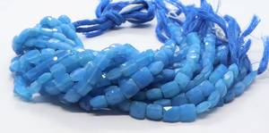 AAA Natural Blue Chalcedony Faceted Chicklet Shape <b>Beads</b> 7x7 MM Briolette Style Square Gemstone <b>Beads</b> 8 Inch Strand High Quality - Product Image 6