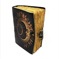 Journal en cuir véritable fait main de qualité supérieure avec serrure, design lune, carnet de notes vintage rechargeable, carnet de voyage, carnet de croquis, cadeau