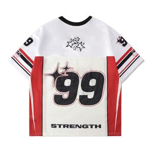 Camiseta de Fútbol Americano Retro para Hombre y Jóvenes, con Logotipo Personalizado, 100% Poliéster, Cuello en V, Transpirable, Estilo Urbano, Corte Holgado - Product Image 2