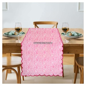 Custom Made 100% Cotton Fabric Hand Block Print Embroidery Edge <b>Table</b> <b>Runners</b> For Home & Hotels Also For Wholesale And Resale - Product Image 3