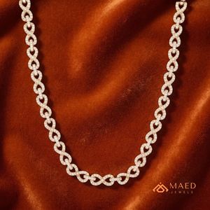 Collier en Moissanite Plaqué Or 18K, Chaîne Fine Tendance, Design Maillon Infini, Pendentif Classique Style New York - Product Image 2