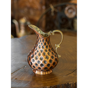 Carafe en cuivre martelé à la main, style moderne et traditionnel, capacité 1500 ml, incluant 1 pichet en cuivre avec poignée en laiton - Product Image 4