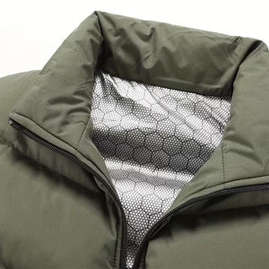 Chaleco Verde Oliva para Hombre, Cuello Alto, Cierre Frontal, Transpirable, Resistente al Viento, Térmico, de Secado Rápido, Informal, Color Sólido, Algodón - Product Image 3
