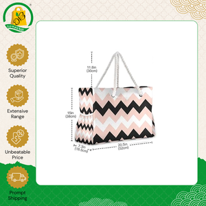 Latest Stock Arrival Eco-Friendly with Inner Zipper Pocket and Weaving Tape Handle Customized Printed Tote Canvas <b>Handbag</b> - Product Image 4