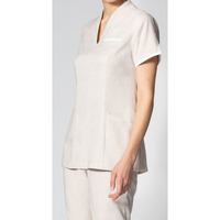 Atmungsaktive Kosmetikerin-Uniform aus Spandex, Polyester und Baumwolle mit OEM-Service, Siebdruck und individuellem Logo für Unisex-Spa-Rezeptionisten