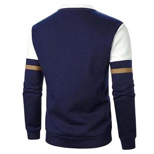 Men's <b>White</b> Navy Color Blocking Crew Neck Knitted Pullover Sweatshirt Casual Autumn Wear Regular Fit <b>Long</b> <b>Sleeve</b> <b>Top</b> - Product Image 5