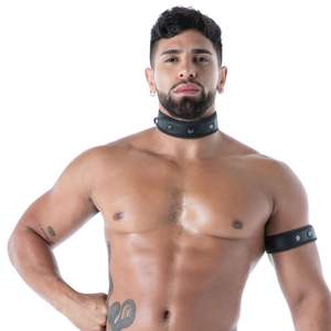 Harnais ajustable en similicuir noir/noir pour homme, respirant, éco-responsable, avec dentelle - Product Image 2