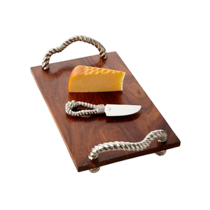 Plateau de service rectangulaire en bois de manguier artisanal de qualité supérieure avec poignées décoratives en forme de fleur dorée pour la décoration de la maison - Product Image 3