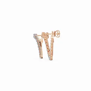 ต่างหูเพชรทรงกลมประดับเพชรเม็ดกลม 108 เม็ด สำหรับผู้หญิง - Product Image 3