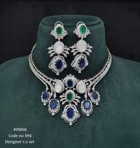 Conjunto de Collar y Pendientes con Circonita Cúbica 09886, Joyería de Latón Chapado en Rodio para Boda, Compromiso, Mujer - Product Image 1