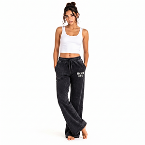 Women Oversized Acid Wash <b>Wide</b> <b>Leg</b> <b>Jogger</b> Pants High Waist Breathable Casual Streetwear Wholesale Manufacturer - Product Image 3