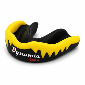Protège-dents double couche Dynamic Gears noir et jaune en silicone, équipement de protection pour la boxe, unisexe adulte, léger, prix de gros - Product Image 4