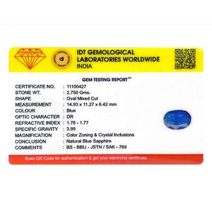 Handcrafted 13.75 Carat Oval Cut Blue Sapphire Loose Gemstone for Fine Jewelry - Product Image 4