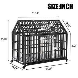 Jaula Metálica Resistente para Perros de 52 Pulgadas con 4 Ruedas Bloqueables, Jaulas Grandes para Perros Fuertes y Duraderos - Product Image 6