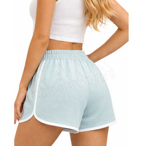 Shorts tricotés taille haute pour femmes, couleur unie, avec cordon de serrage et poches boutonnées, coupe décontractée et sportive - Product Image 5