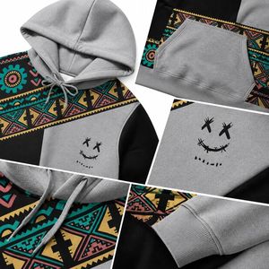 Custom Men <b>Aztec</b> Tribal Print Pullover Hoodie Winter Streetwear Hip Hop Oversized <b>Fleece</b> Jacket Casual Hooded Sweatshirt - Product Image 3