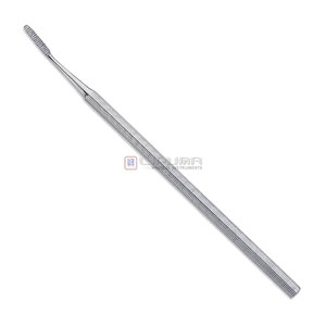 Pousse-cuticules en acier inoxydable à lame courbée, manche long en plastique durable, éliminateur de callosités au design élégant pour seniors - Product Image 1