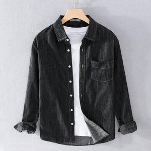 Camisas de Mezclilla de Algodón para Hombre de Primera Calidad, Estilo Vaquero, Ecológicas, Casuales, Ajustadas, Transpirables, Antiarrugas, Chaquetas de Mezclilla Personalizadas - Product Image 2