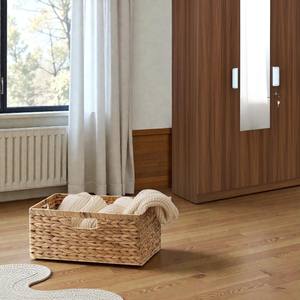 Panier de rangement rectangulaire en jacinthe tressé à la main ISLA Jumbo, bac de rangement polyvalent avec poignées découpées pour étagère, placard, armoire, vente en gros - Product Image 3