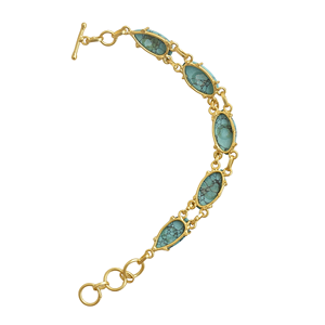 Wholesale Recycled Brass Turquoise Bracelet - 18K Gold Plated Artisan Gemstone Jewelry Manufacturer Classic Style Unisex Jewelry - Product Image 3