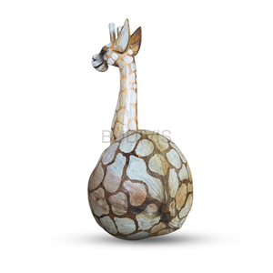 Figura de Jirafa Rústica Tallada a Mano en Madera de Coco con Detalles de Patrón, Color Personalizado, Escultura Decorativa para el Hogar - Product Image 2