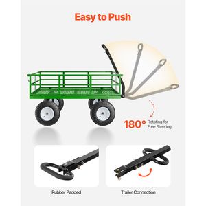 Carrello da Giardino in Acciaio Resistente da 1200 Libbre, Rimorchiabile 2-in-1, Carro Utilitario in Metallo per Esterni, Rimorchio da 13 Iarde per Campeggio - Product Image 6
