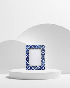 Cadre photo en bois de pin artisanal, imprimé UV, avec incrustation d'os et motif floral bleu, bordure en bois, best-seller au meilleur prix - Product Image 2