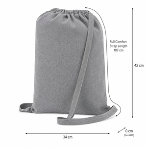 Recycled Cotton <b>Drawstring</b> <b>Backpack</b> 225 GSM 34x42 cm Custom Logo Gym School Promotional Bag Wholesale OEM Private Label Exporter - Product Image 3