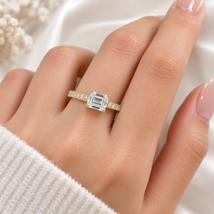 Anillo de Diamante Cultivado en Laboratorio con Corte Esmeralda, Oro de 10K, Joyería Fina de Lujo para Mujer, Claridad VVS VS, Regalo de Compromiso, Boda - Product Image 3