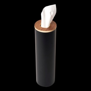 Distributeur de mouchoirs et organisateur cylindrique en métal noir, style minimaliste moderne et luxueux, écologique et fait main, pour voiture et bureau - Product Image 2