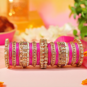 Designer Gold Plated Crystal Stone <b>Bangle</b> <b>Set</b> Sparkling Crystal Stones for Festive Occasions 10575602DP_2.6 Crystal Bracelets" - Product Image 3