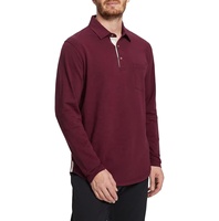 Yüksek kalite Polo gömlekler 100% pamuklu kumaş tam kollu t-shirt erkekler için standı yaka T shirt erkekler uzun kollu t shirt adam