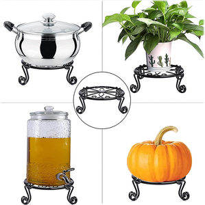 Support de plante rond élégant en métal avec décorations sculptées, support de pot de fleurs surélevé pour l'intérieur, la maison, le patio, le balcon et le jardin - Product Image 4