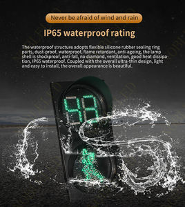 200mm 歩行者用信号機 赤緑色 カウントダウンタイマー付き 2桁 2色 スマート横断歩道 スマート交通信号 - Product Image 2