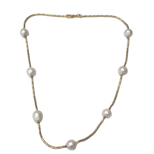 925 เงินสเตอร์ลิงชุบทองคุณภาพดีเยี่ยมอัญมณีมุกธรรมชาติมือทํา Designer ที่ไม่ซ้ํากันสร้อยคอคลาสสิกสําหรับผู้หญิง - Product Image 4