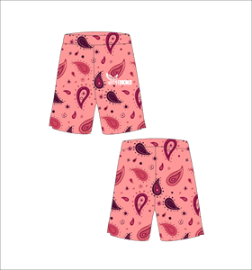 Custom Pink Basketball <b>Shorts</b> with Dark <b>Burgundy</b> Paisley Pattern Lightweight Breathable Mesh Athletic Training Streetwear Style - Product Image 1