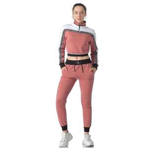 Chaqueta Deportiva Rosa para Mujer 2 en 1 con Capucha, Manga Larga, Cierre de Media Cremallera, Bolsillos Laterales y Pantalones de Jogging con Cintura Elástica - Product Image 3