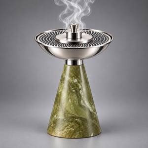 Brûleur d'encens Bakhoor en résine effet marbre, diffuseur d'aromathérapie en acier inoxydable, support décoratif pour parfum d'intérieur, entièrement naturel - Product Image 2