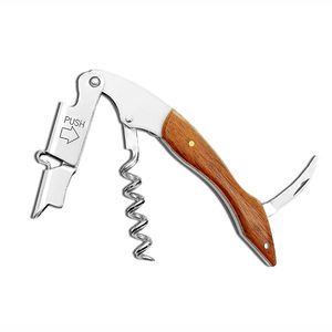 Sacacorchos de Doble Acción de Acero Cromado con Mango de Madera, Multiusos, para Camareros y Bartenders - Product Image 5