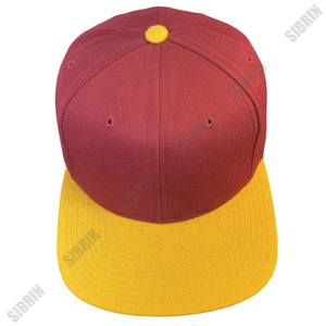 หมวกแก๊ป SIBRIN แบบสั่งทำได้ 6 แผง ทรง Snapback สีแดงเลือดหมู-เหลือง ปีกแบน ผ้าทวิลล์ สไตล์ลำลอง หมวกเบสบอล ปีกแบน ปรับสายได้ เหมาะสำหรับกิจกรรมกลางแจ้ง - Product Image 3
