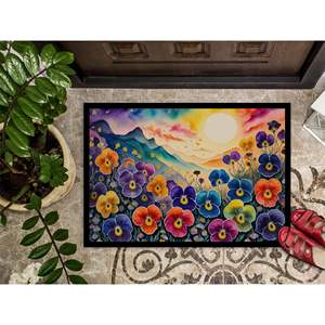 Non-Slip Washable Low Pile Pansies in Color Doormat 24H X 36W <b>Indoor</b> and Outdoor Entryway <b>Mat</b> for Front <b>Door</b> 24H X 36W - Product Image 3