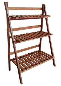 Wooden Flower <b>Pot</b> <b>Stand</b> Slatted Plant Shelf Folding Planter Rack for Patio Garden Home Decor - Product Image 1
