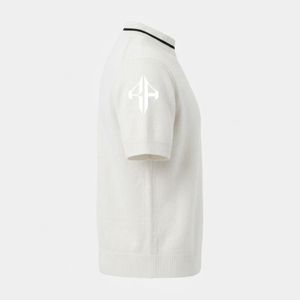 Pull tricoté pour homme à manches courtes avec logo blanc, col rond, en acrylique/coton, coupe classique, sans fermeture, pour adultes - Product Image 4